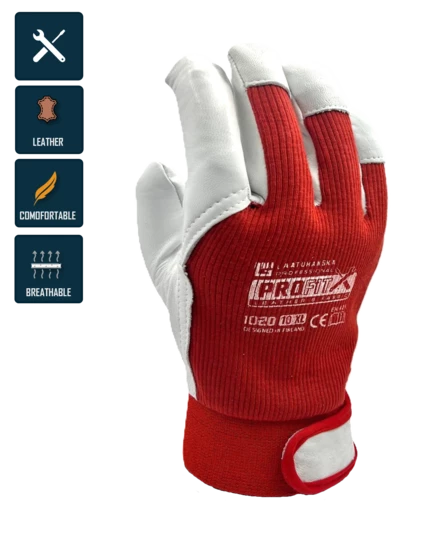 PROFIT - Puuvilla/Nahka tarrallinen - Nahkaiset työkäsineet - 1020 - 1