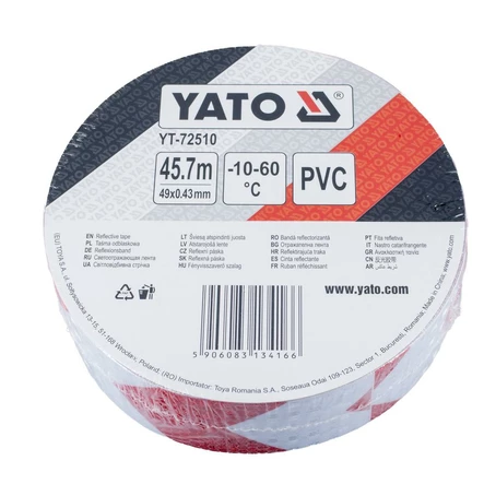 Yato Heijastava varoitusteippi 49mm x 45m puna-valkoinen - Teipit - 46-YT-72510 - 2